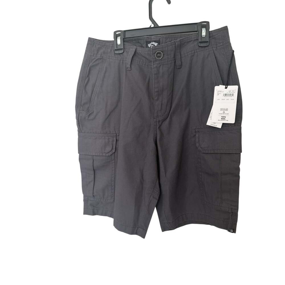 Billabong Men Gray Solid Cargo Shorts Cotton Flat Front Pockets ABYWS00227 SZ 29